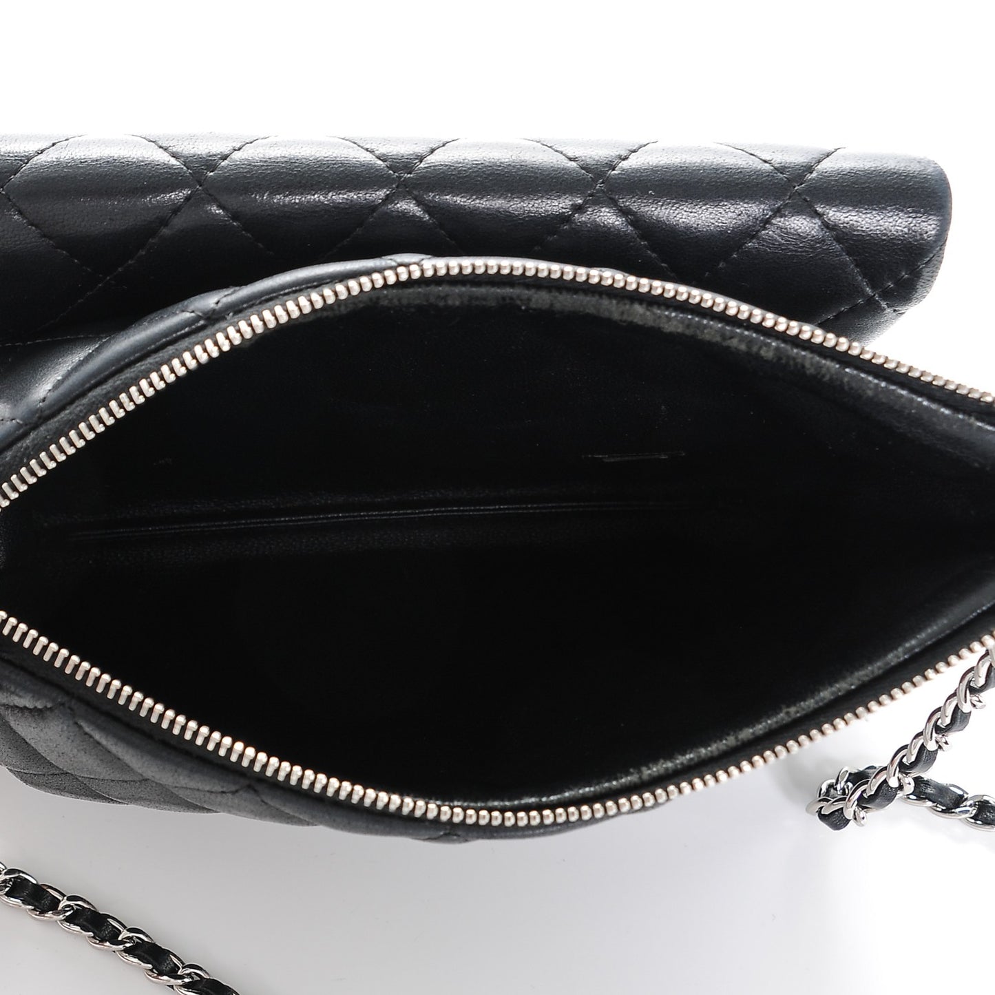 Lambskin Quilted Daily Zip Crossbody Black