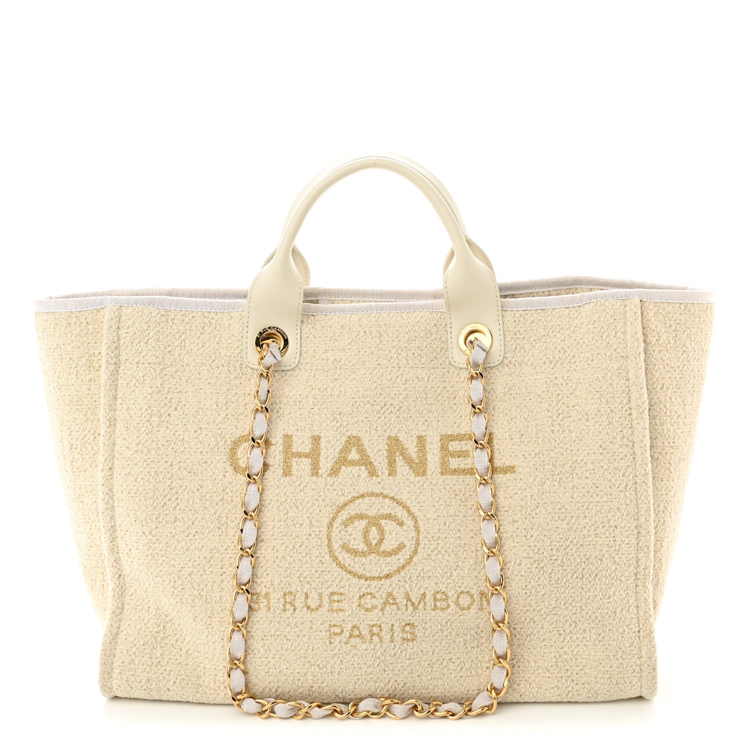 Chanel Lurex Boucle Medium Deauville Tote White 1 of 10