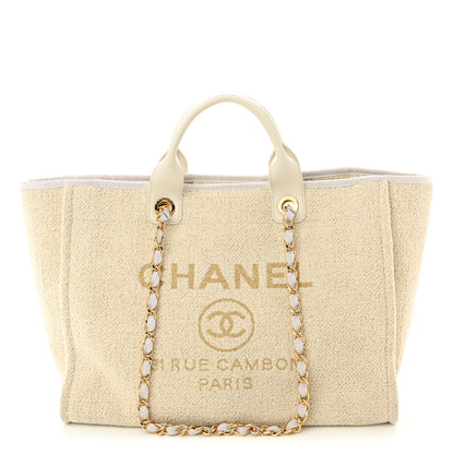 Chanel Lurex Boucle Medium Deauville Tote White 1 of 10
