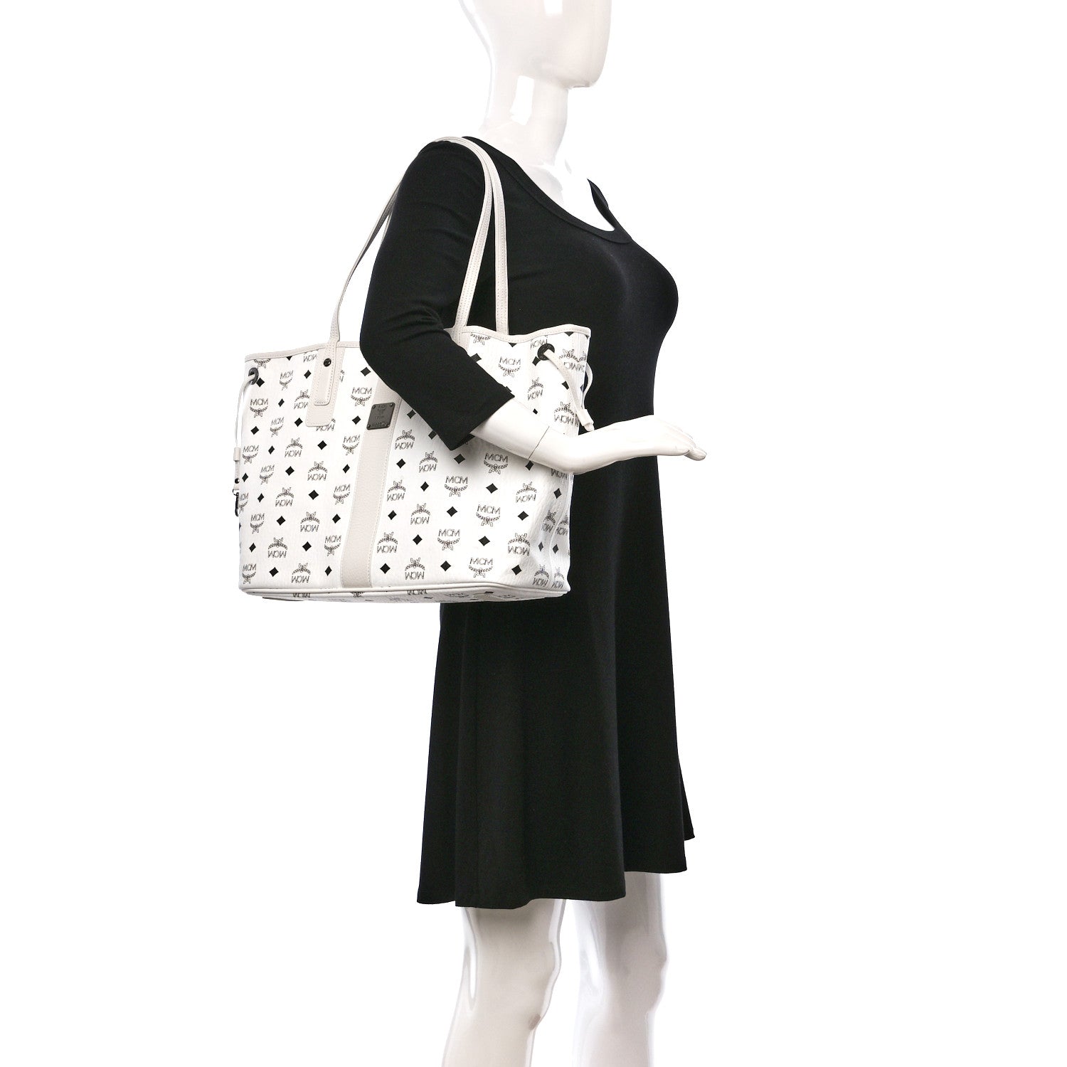 MCM Visetos Medium Liz Reversible Shopper Tote White 2 of 17