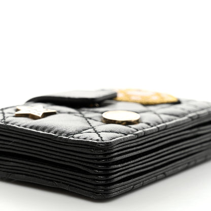 Christian Dior Lambskin Cannage Lucky Badges Lady Dior 5-Gusset Card Holder Black 10 of 12