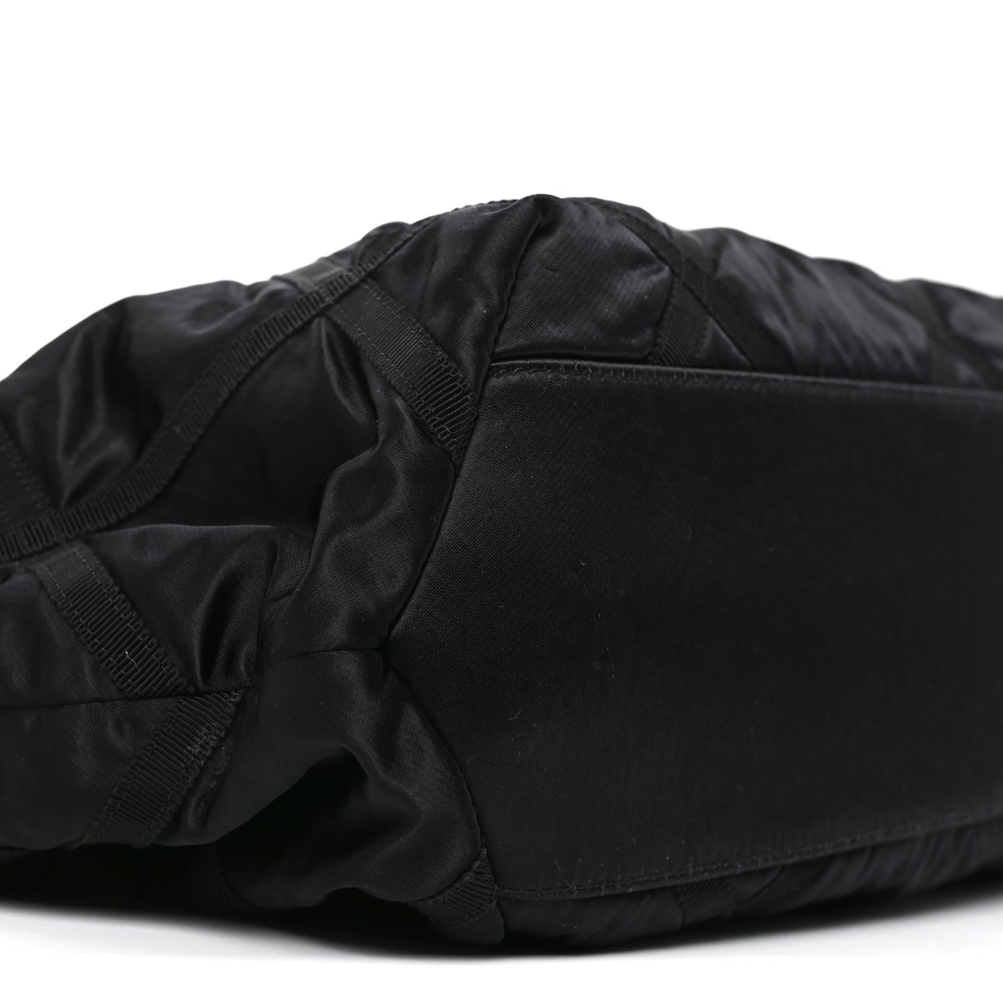 Nylon Grosgrain Quilted Lifestyle Shopping Tote Black