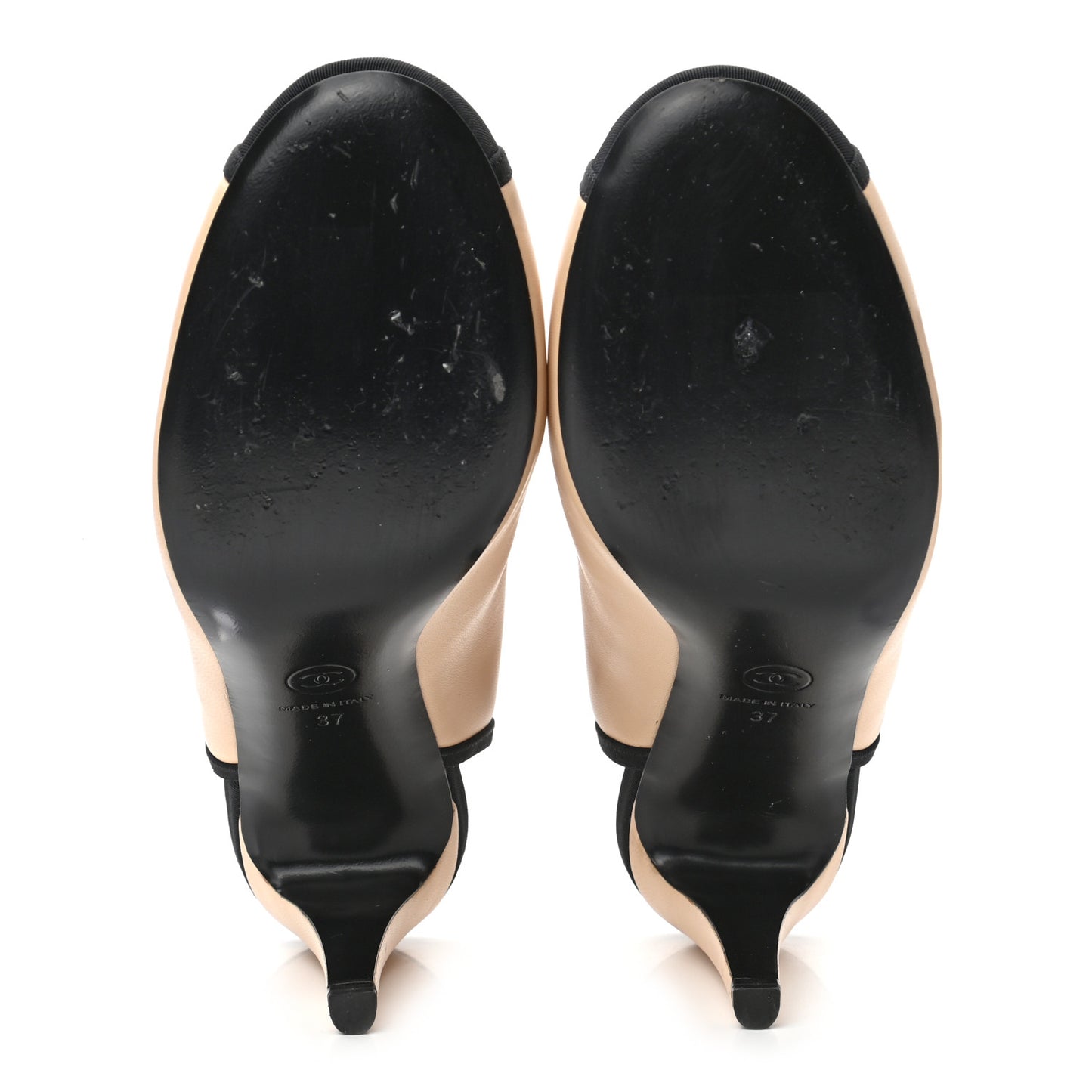 Lambskin Grosgrain Cap Toe Pumps 37 Beige Black