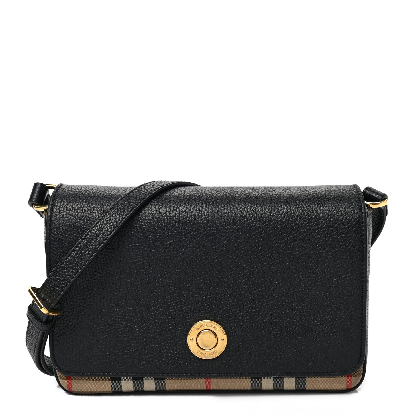 Grainy Calfskin Vintage Check Hampshire Crossbody Black