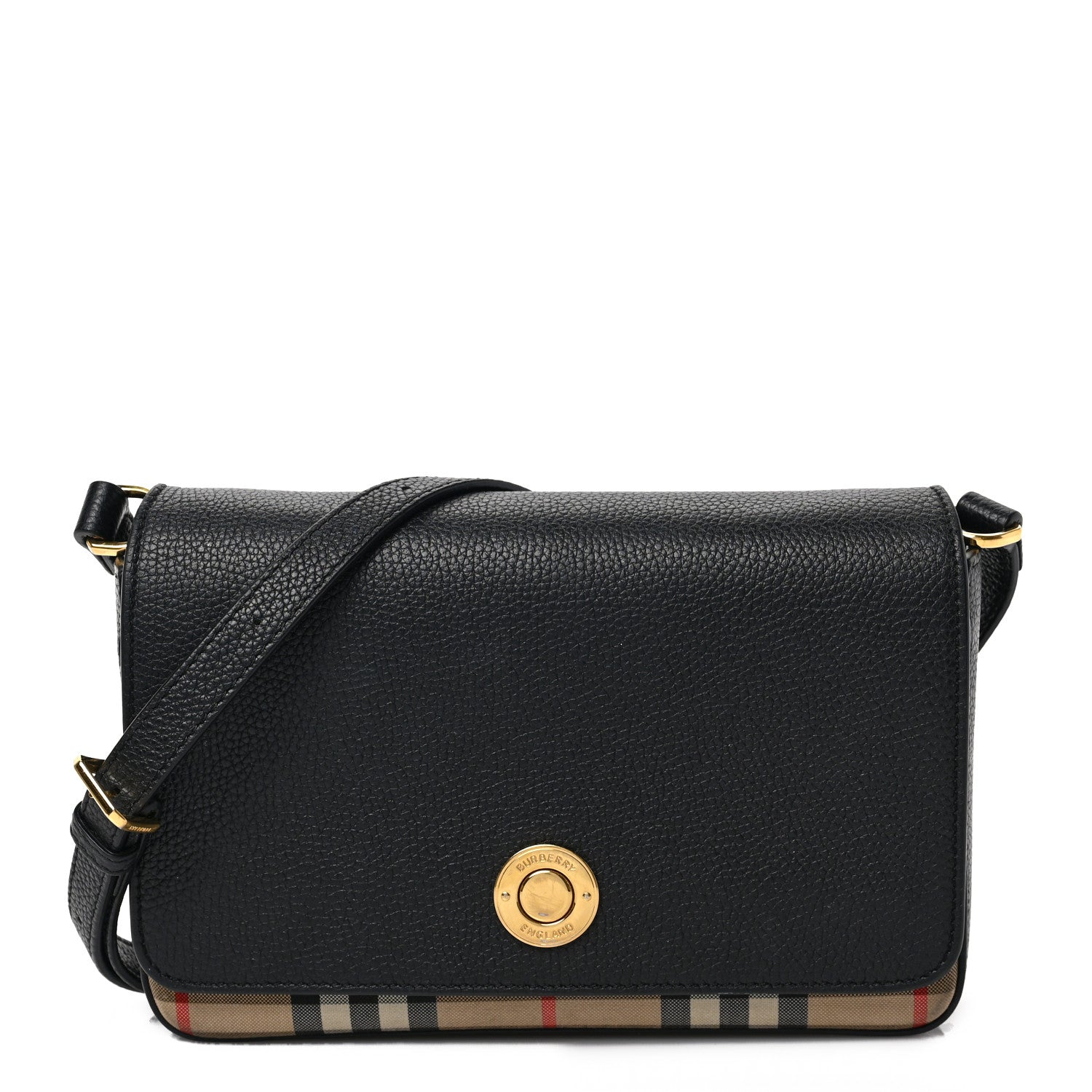 Burberry Grainy Calfskin Vintage Check Hampshire Crossbody Black 1 of 8