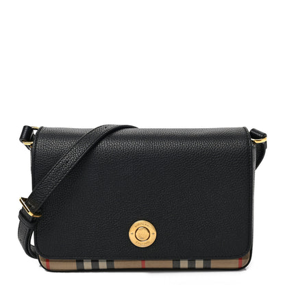 Burberry Grainy Calfskin Vintage Check Hampshire Crossbody Black 1 of 8