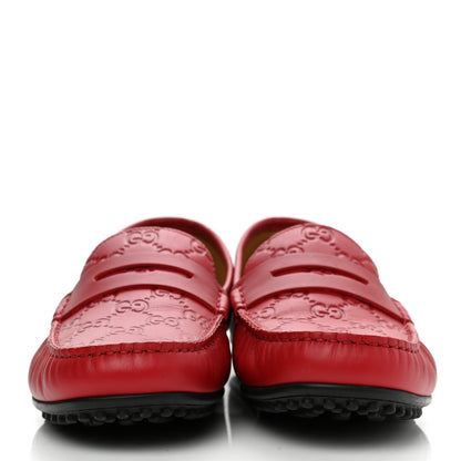 Gucci Guccissima Calfskin Mens Driver Loafers 6.5 Red 2 of 10