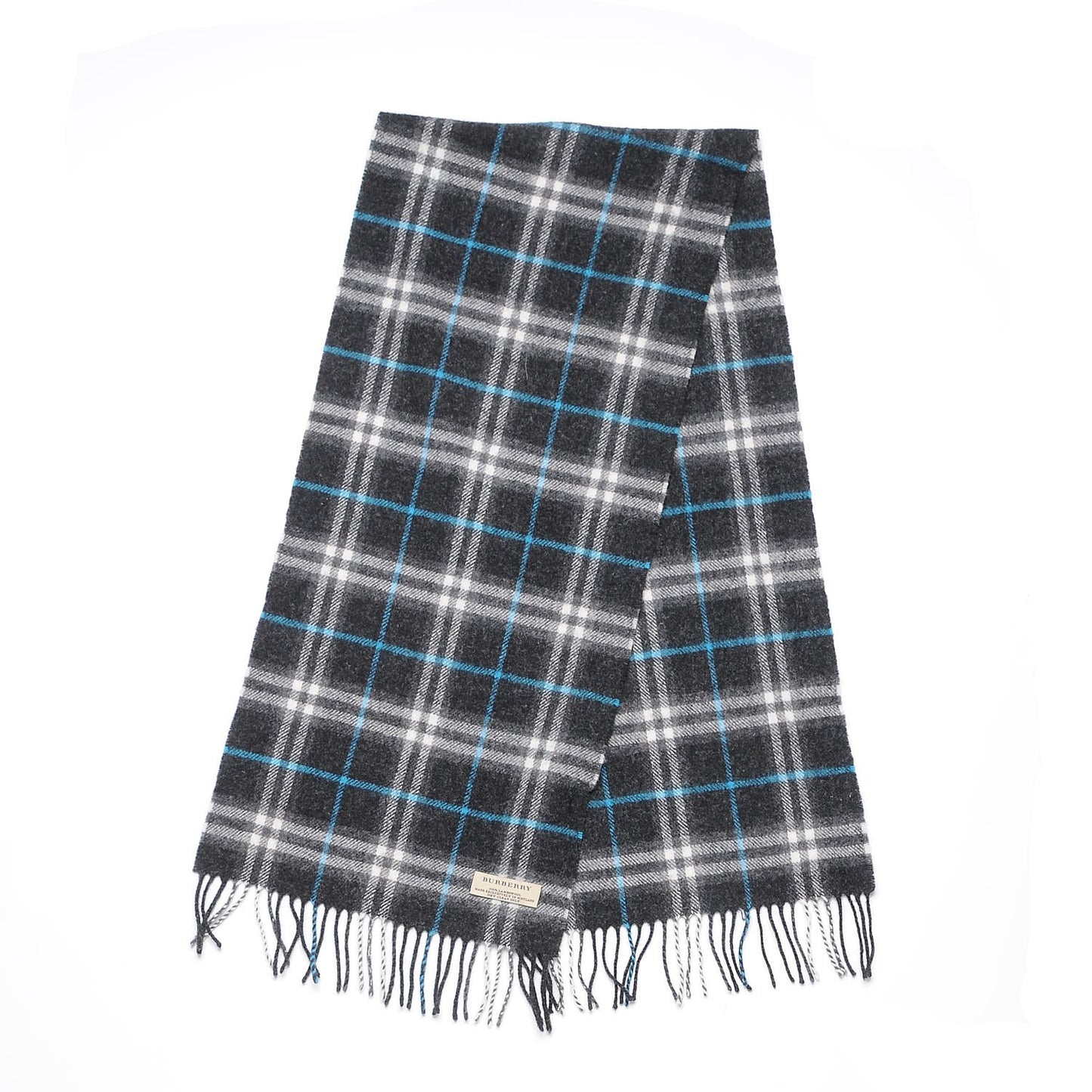 Lambswool Check Fringe Scarf Grey