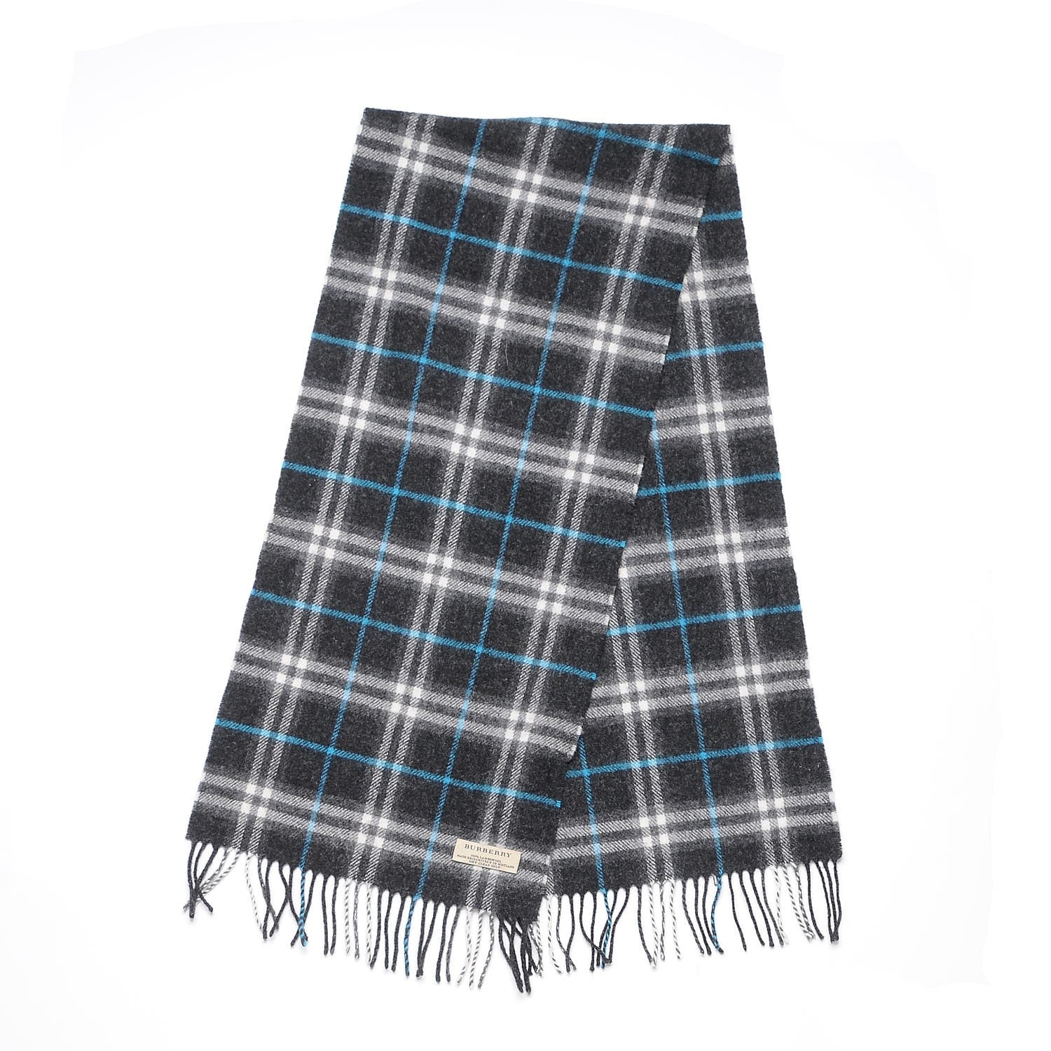 Burberry Lambswool Check Fringe Scarf Grey 3 of 5