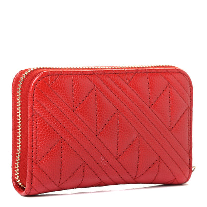 Chanel Caviar Stitched Zip Coin Purse Red 2 of 4