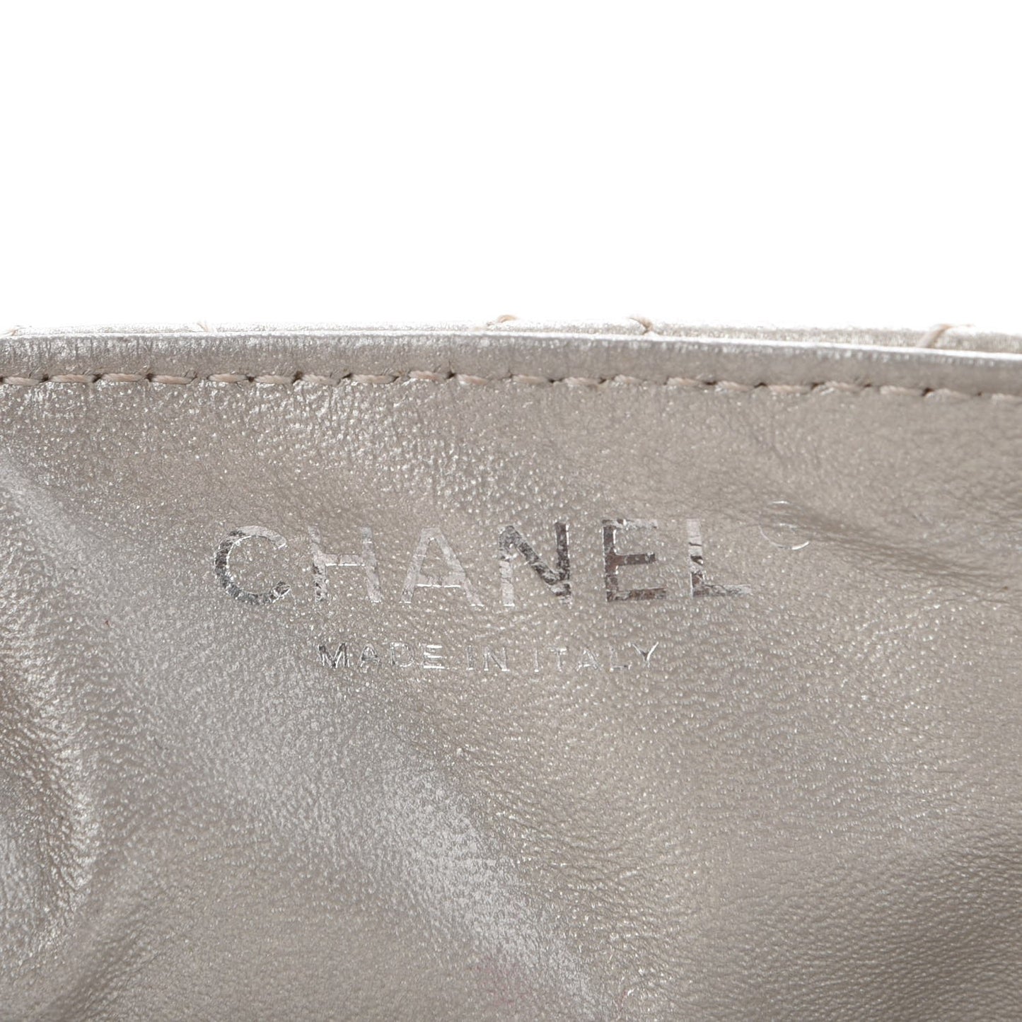 Metallic Lambskin Quilted East West Flap Silver