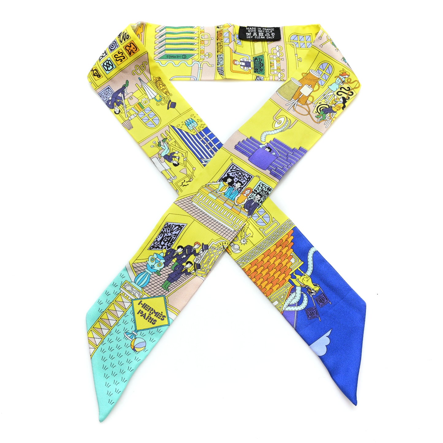 Silk La Maison des Carres Twilly Jaune Vif Bleu Roy Turquoise