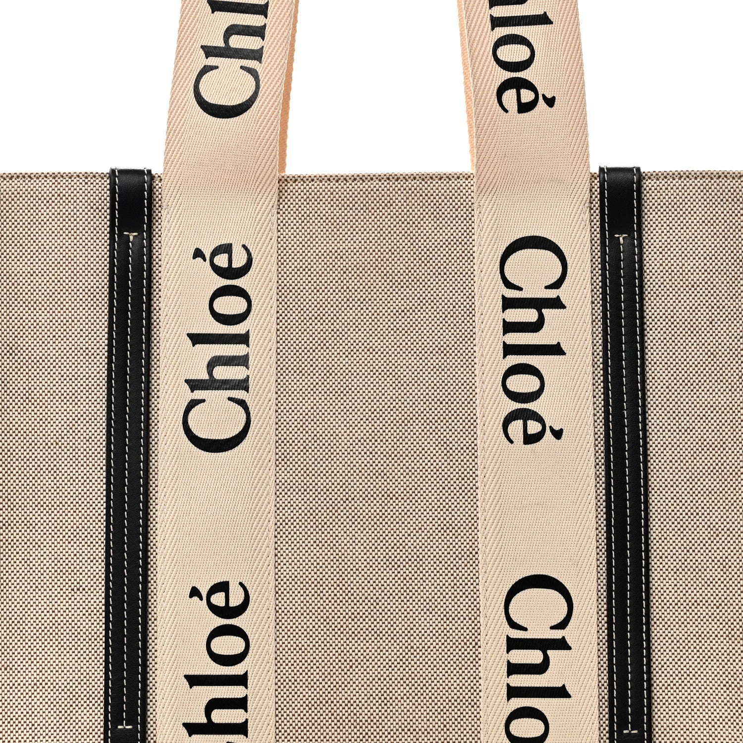 Chloe Cotton Calfskin Medium Woody Ribbon Tote White Blue 7 of 9
