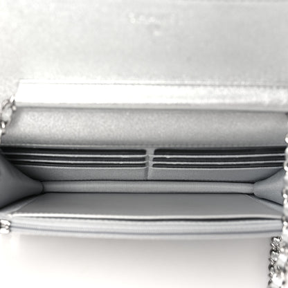 Chanel Metallic Lambskin Quilted Wallet On Chain WOC Silver 4 of 10