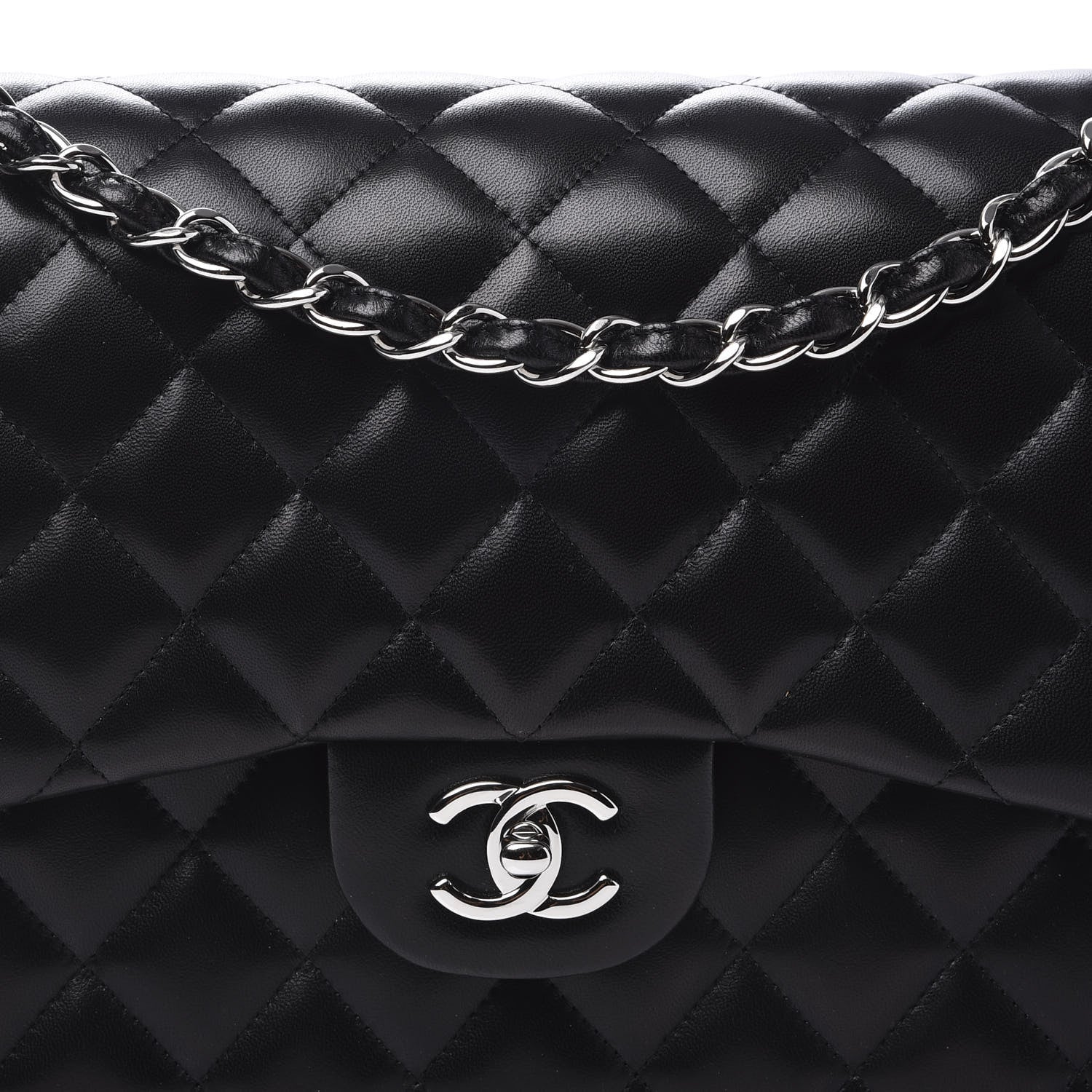 Chanel Lambskin Quilted Jumbo Double Flap Black 9 of 10