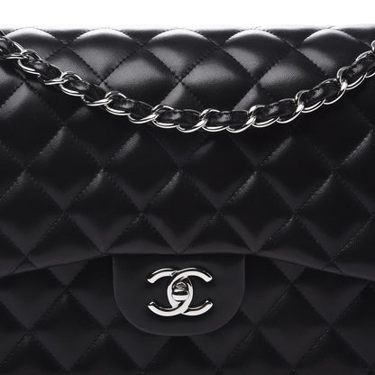 Chanel Lambskin Quilted Jumbo Double Flap Black 9 of 10