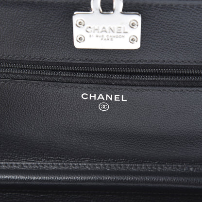 Chanel Grained Calfskin Quilted CC Box Wallet On Chain WOC Black 6 of 13