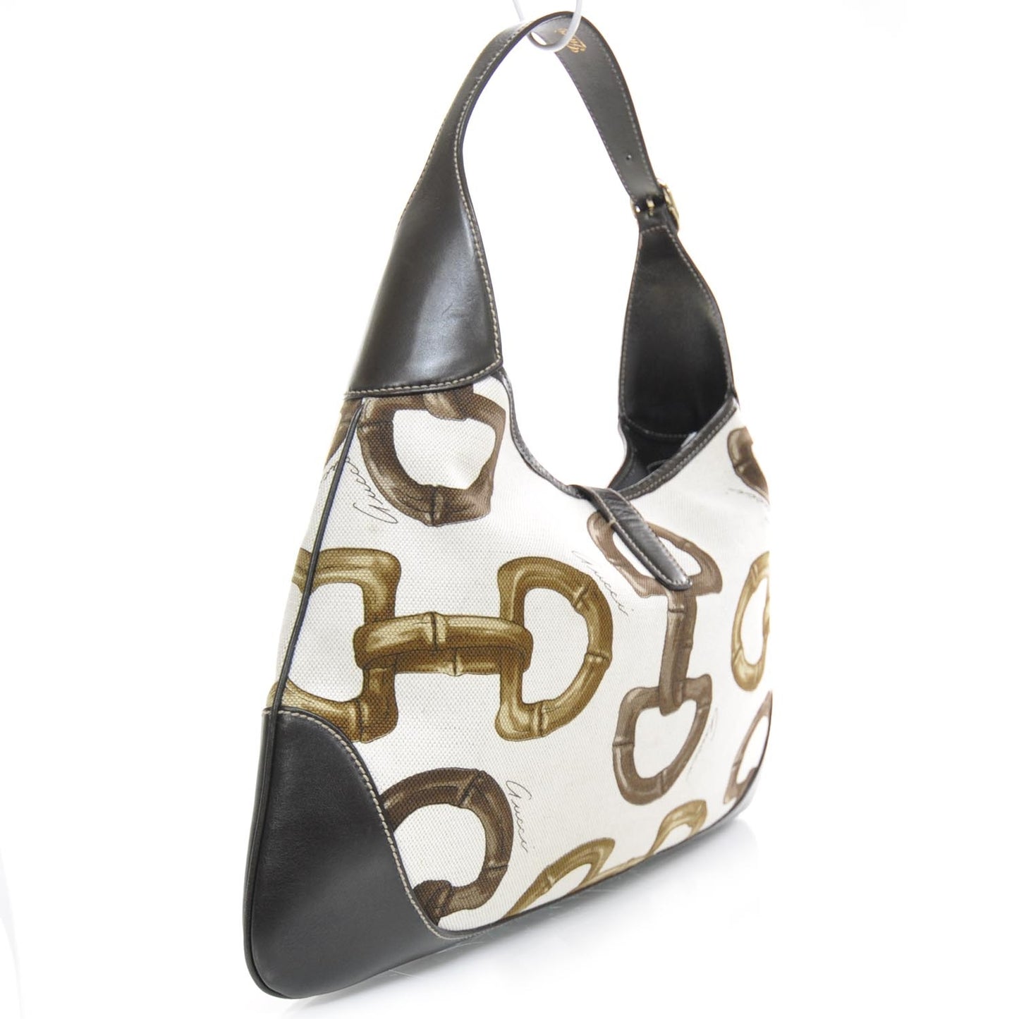 Canvas Bamboo Horsebit Print Medium Jackie O Hobo