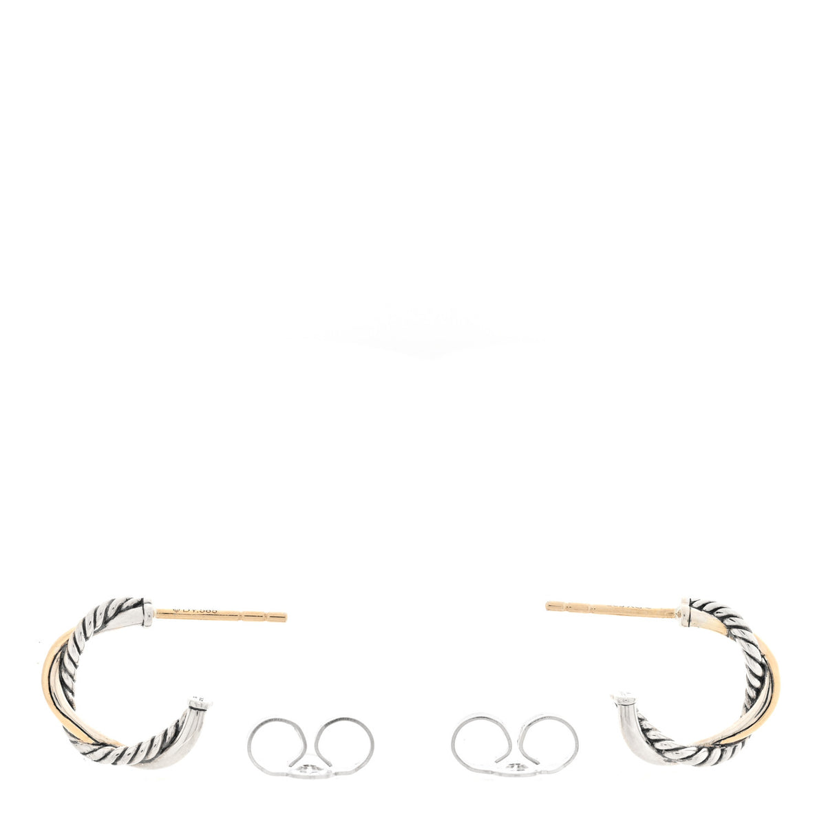 Sterling Silver 14K Yellow Gold 3mm Petite Infinity Huggie Hoop Earrings