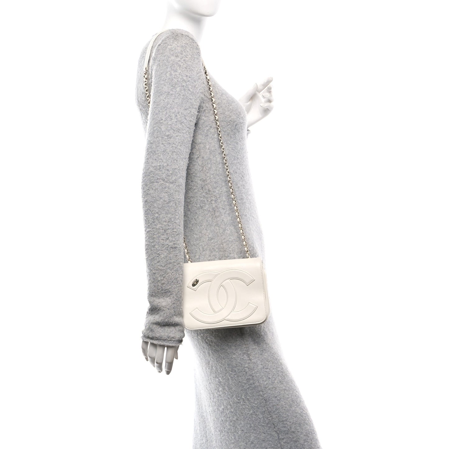 Lambskin CC Mania Flap Bag White