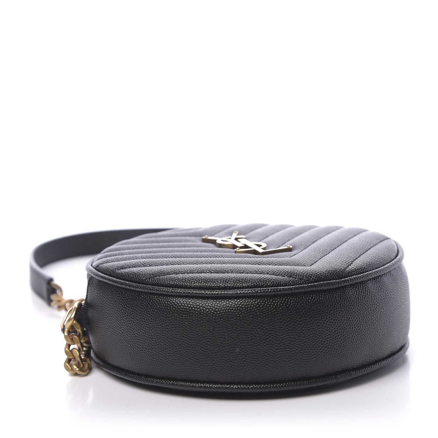 Grain De Poudre Matelasse Chevron Quilted Round Vinyle Camera Bag Black