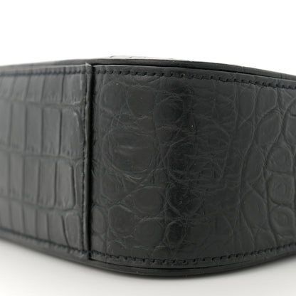 Saint Laurent Calfskin Crocodile Embossed Le 5 A 7 Hobo Black 10 of 11