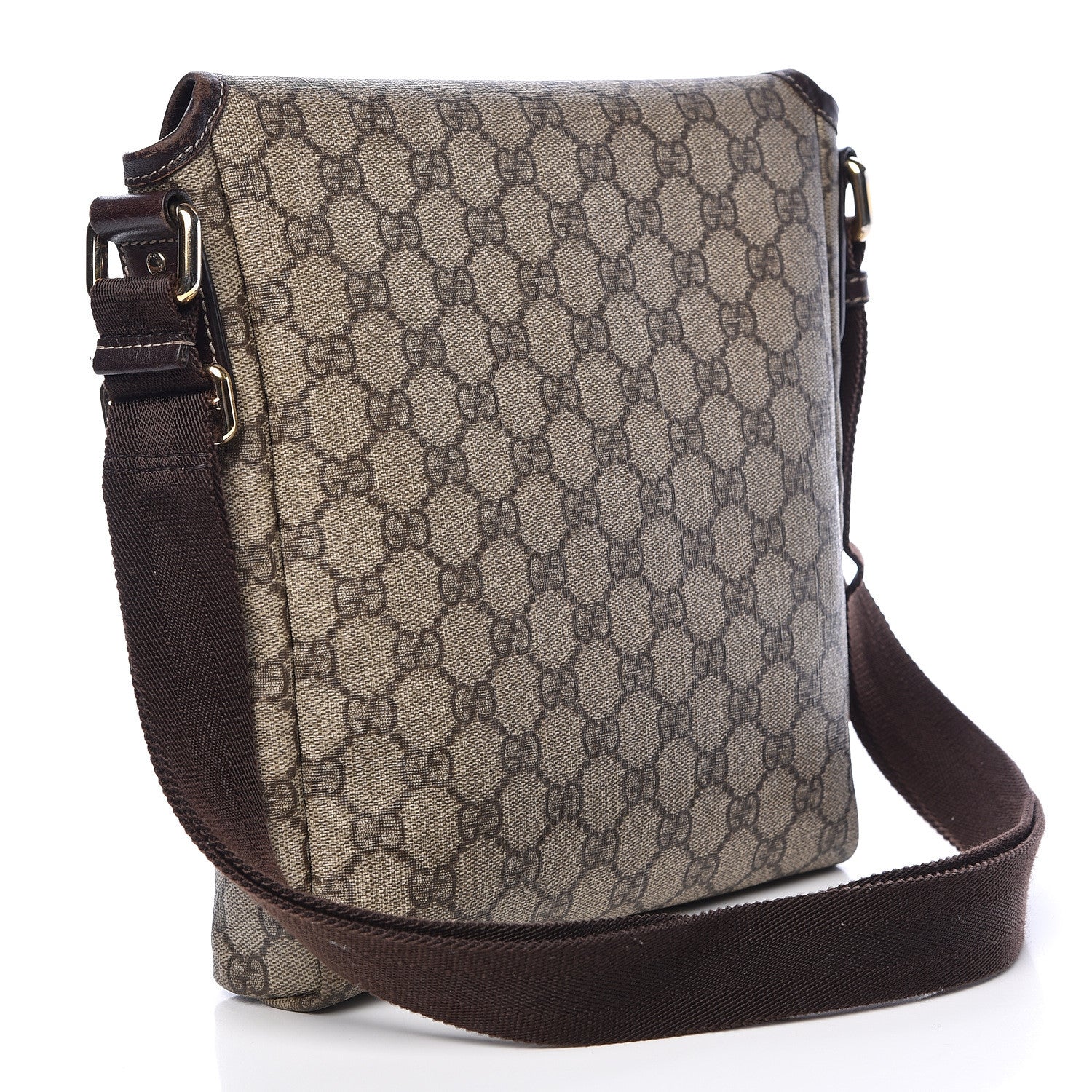 Gucci GG Plus Monogram Small Flap Messenger Bag Beige Dark Brown 3 of 12