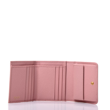 Prada Saffiano Metal Tri-Fold Wallet Orchidea 4 of 4