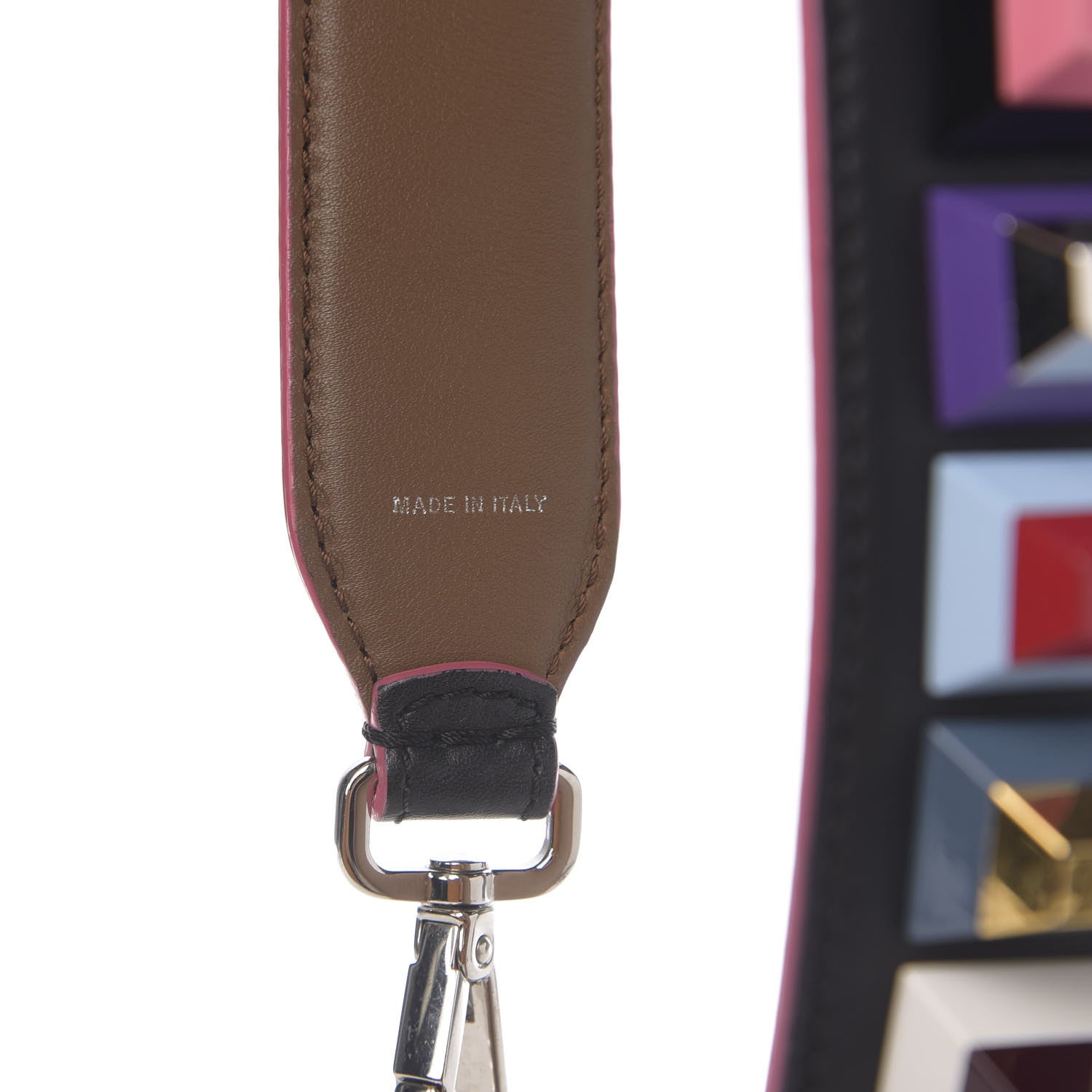 Fendi Vitello Dolce Plexiglass Bi-Color Studded Strap You Black Brownie Multicolor 4 of 4