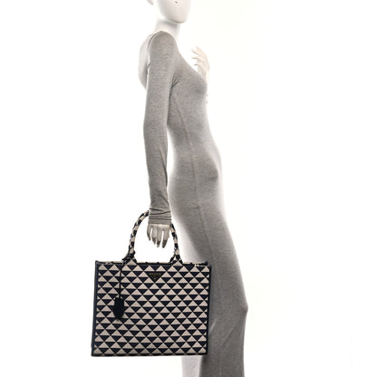 Prada Jacquard Saffiano Triangolo Symbole Embroidered Large Tote Baltico Talco 2 of 9