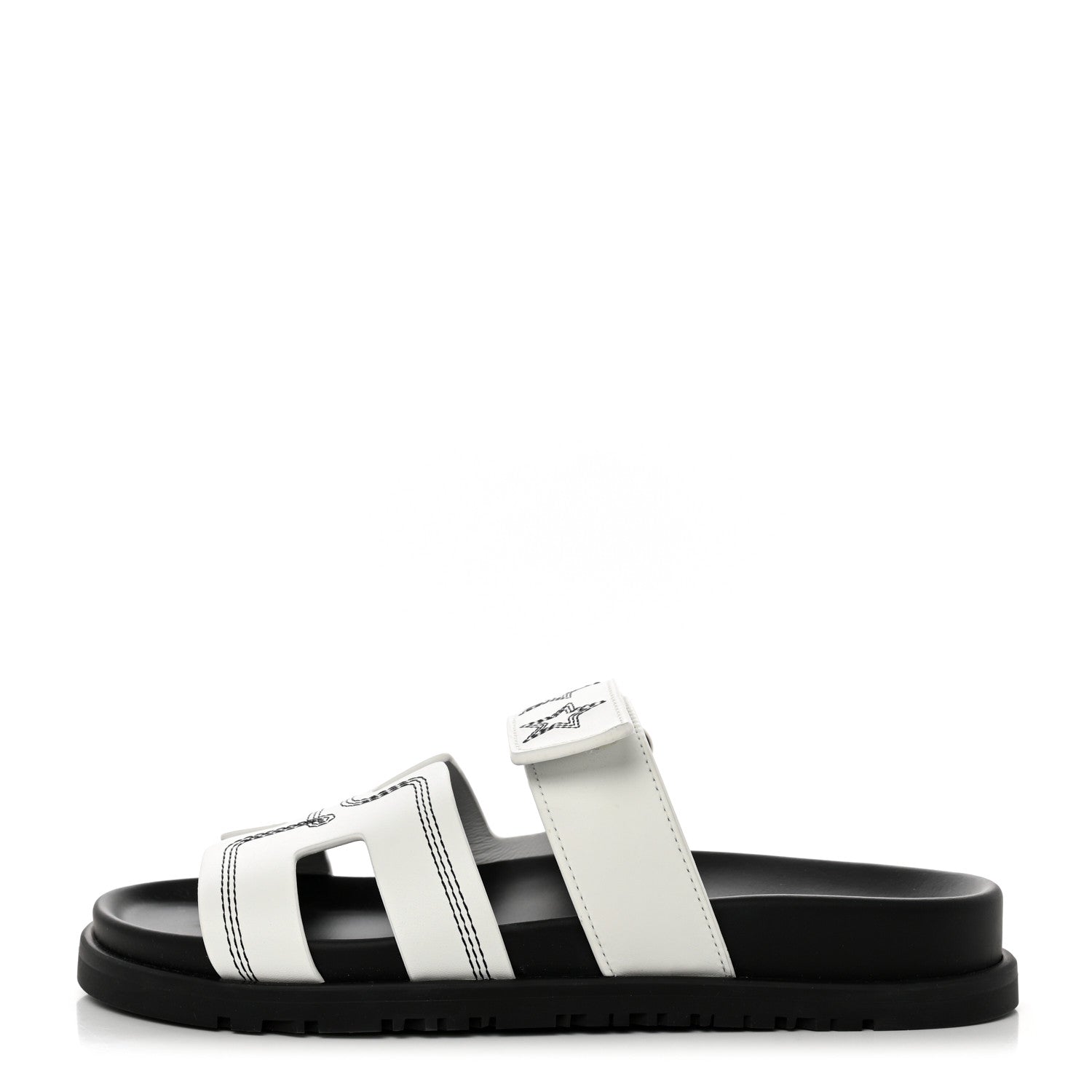Hermes Calfskin Stars Womens Chypre Sandals 35 White 1 of 9