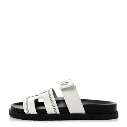 Hermes Calfskin Stars Womens Chypre Sandals 35 White 1 of 9