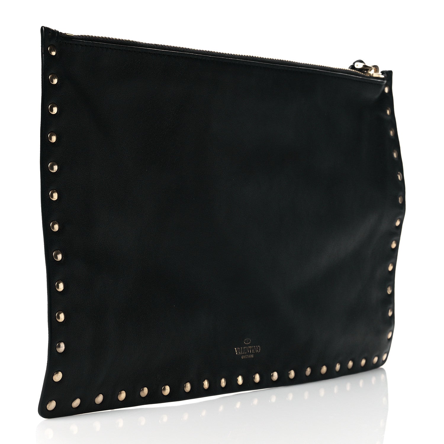Valentino Garavani Vitello Large Rockstud Zip Pouch Black 3 of 10