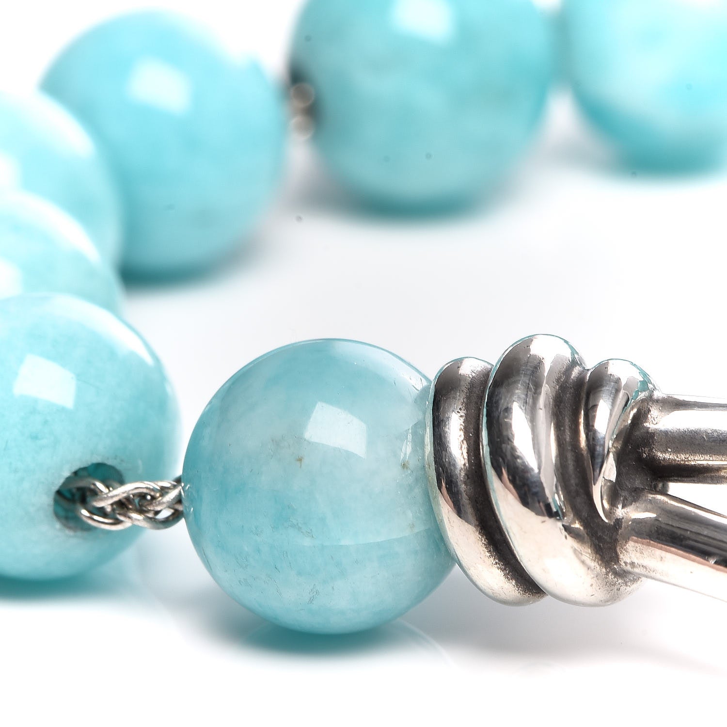 Tiffany Sterling Silver Amazonite Paloma Picasso Knot Bead Bracelet 5 of 7
