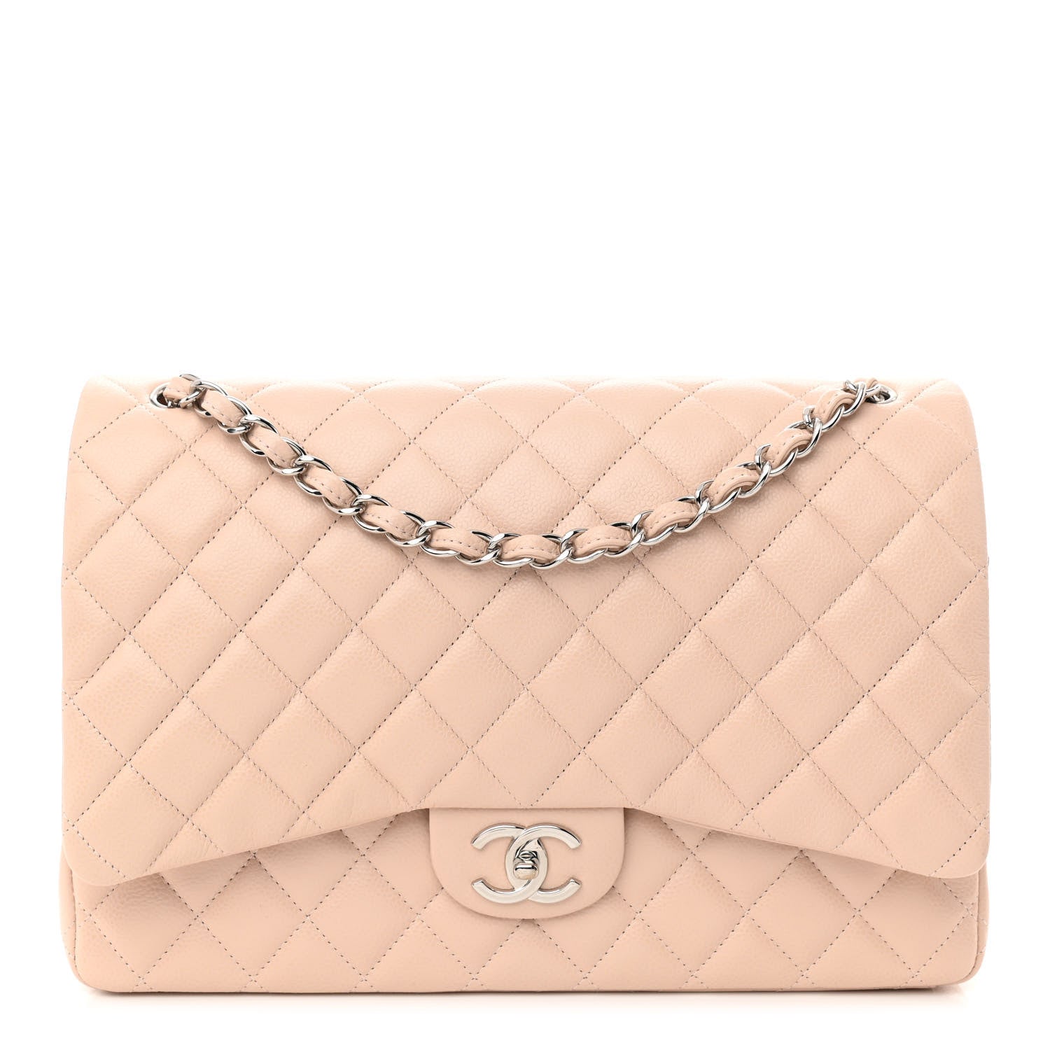 Chanel Caviar Quilted Maxi Double Flap Beige 1 of 10