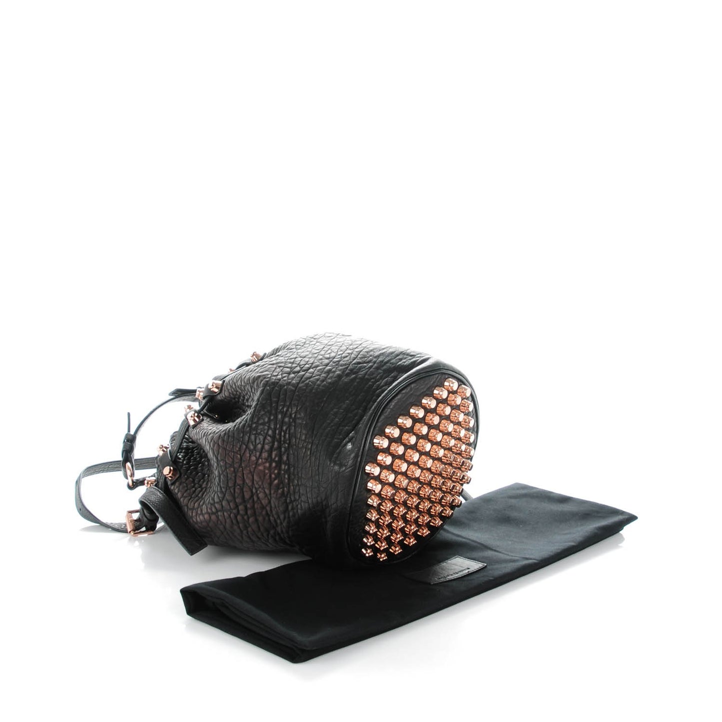 Pebbled Lambskin Diego Bucket Black Rose Gold Hardware