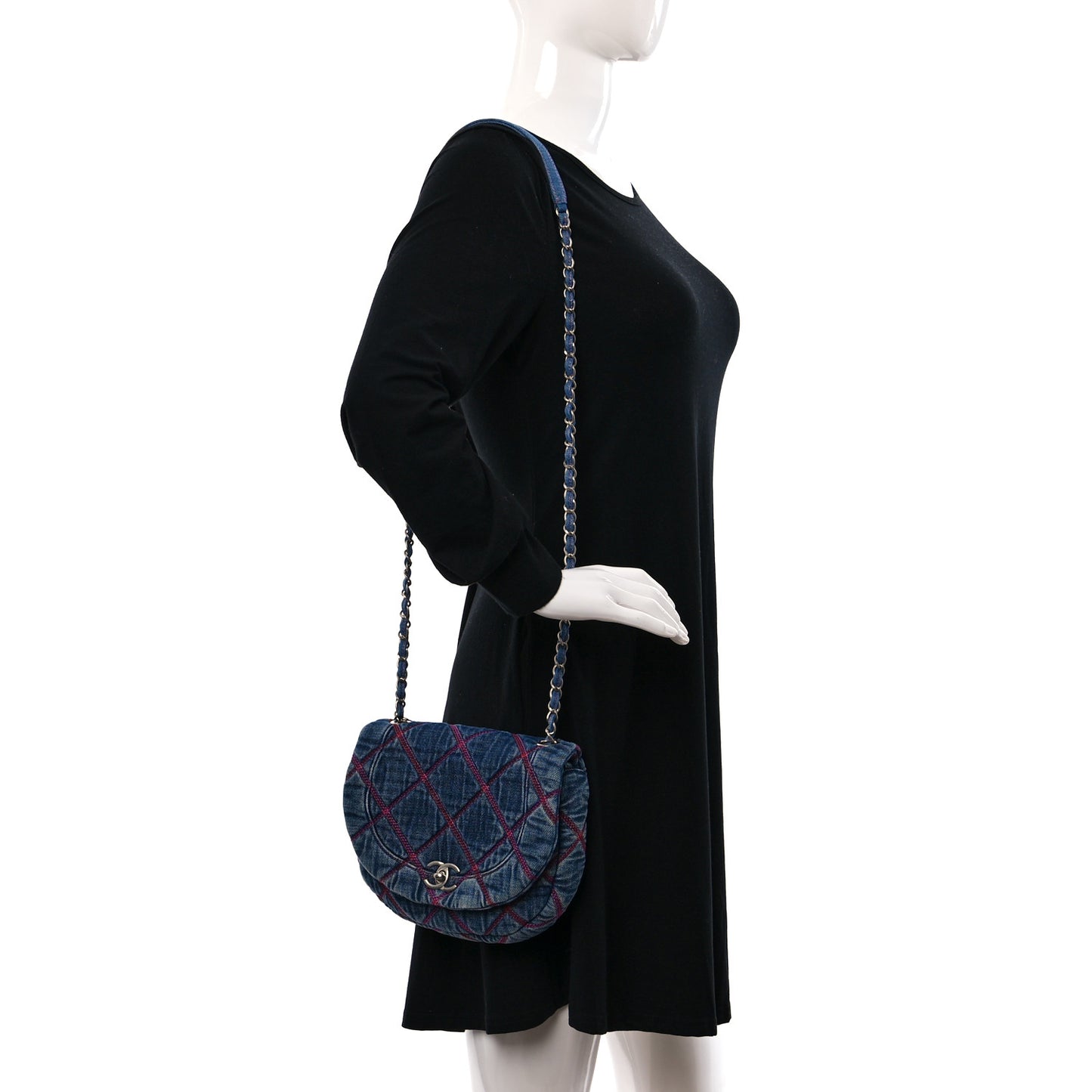 Denim Quilted Coco Beach Messenger Bag Blue