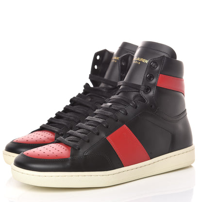 Saint Laurent Calfskin Court Classic SL/10H High Top Sneakers 39.5 Black Red 3 of 12