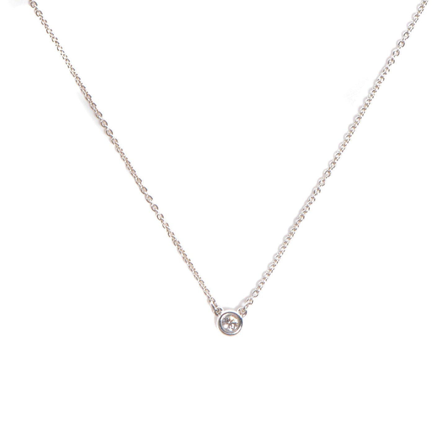 Sterling Silver Diamond .10ct Elsa Peretti Diamonds by the Yard Pendant Necklace