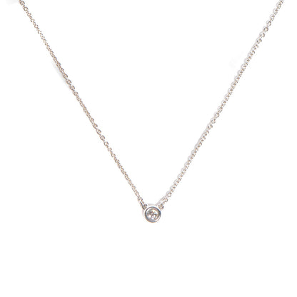 Tiffany Sterling Silver Diamond .10ct Elsa Peretti Diamonds by the Yard Pendant Necklace 1 of 5
