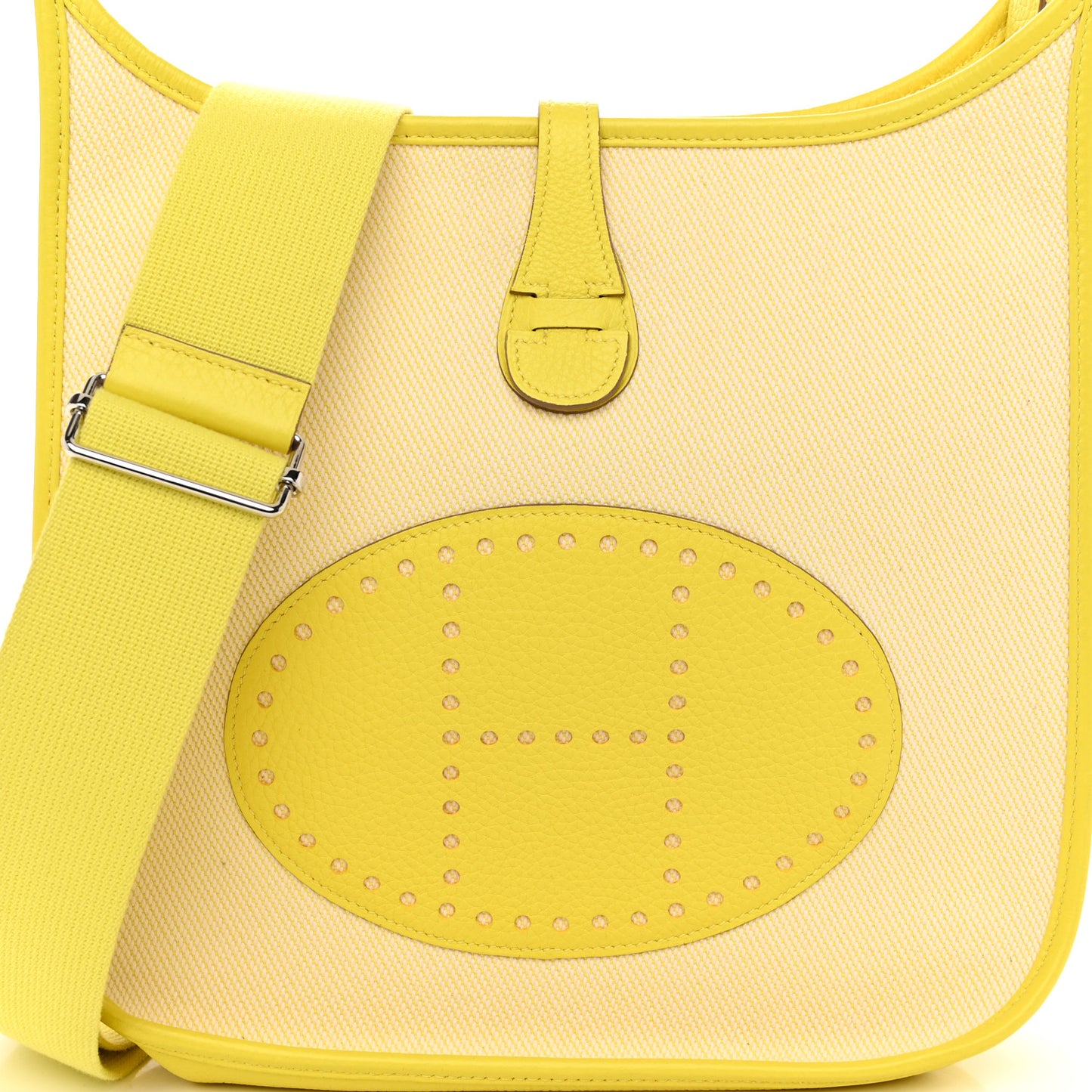 Toile H Taurillon Clemence Evelyne III PM Ecru Citron Lime