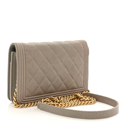 Chanel Caviar Quilted Boy Wallet On Chain WOC Grey 3 of 17