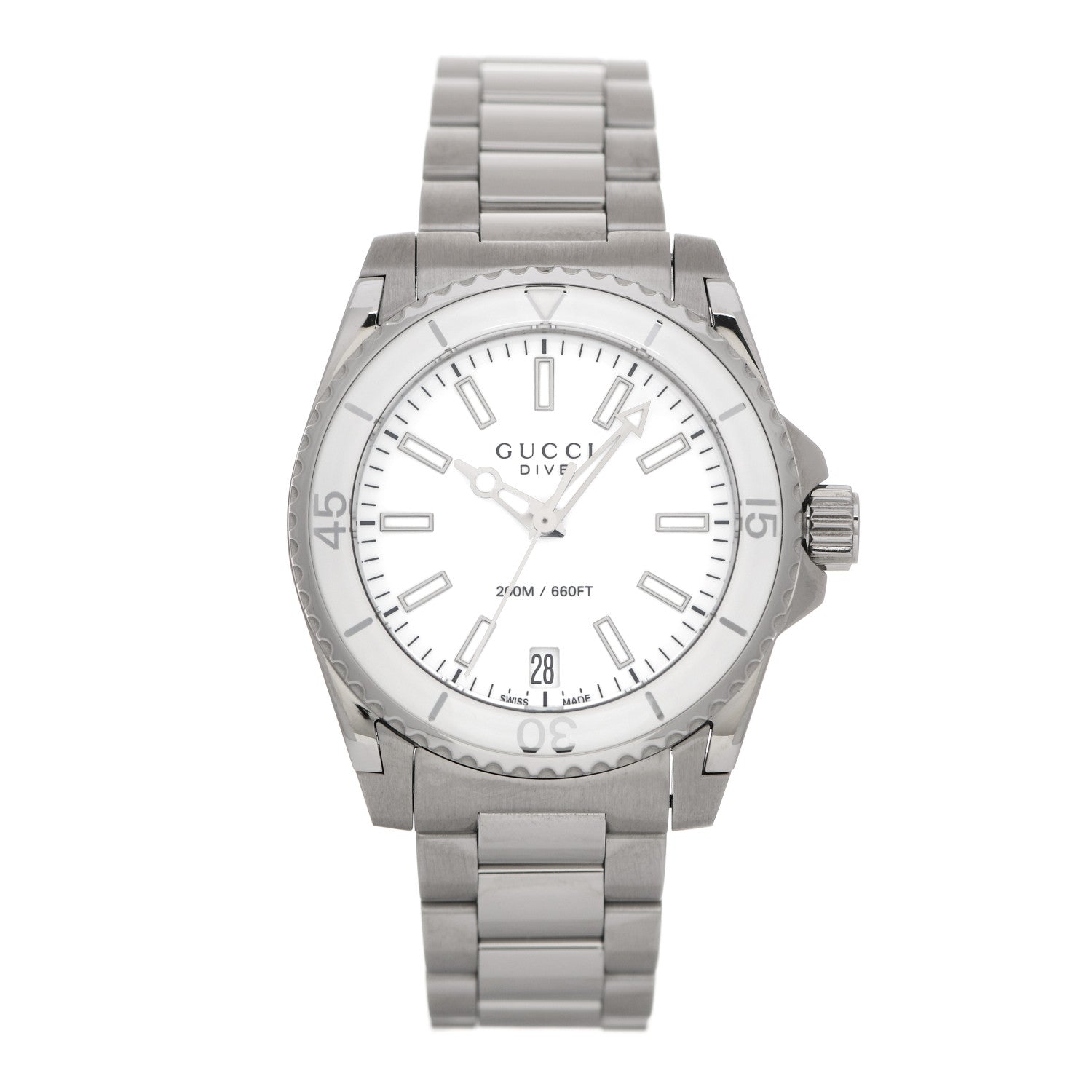 Gucci Stainless Steel 32mm Dive Quartz Watch White 1 of 5