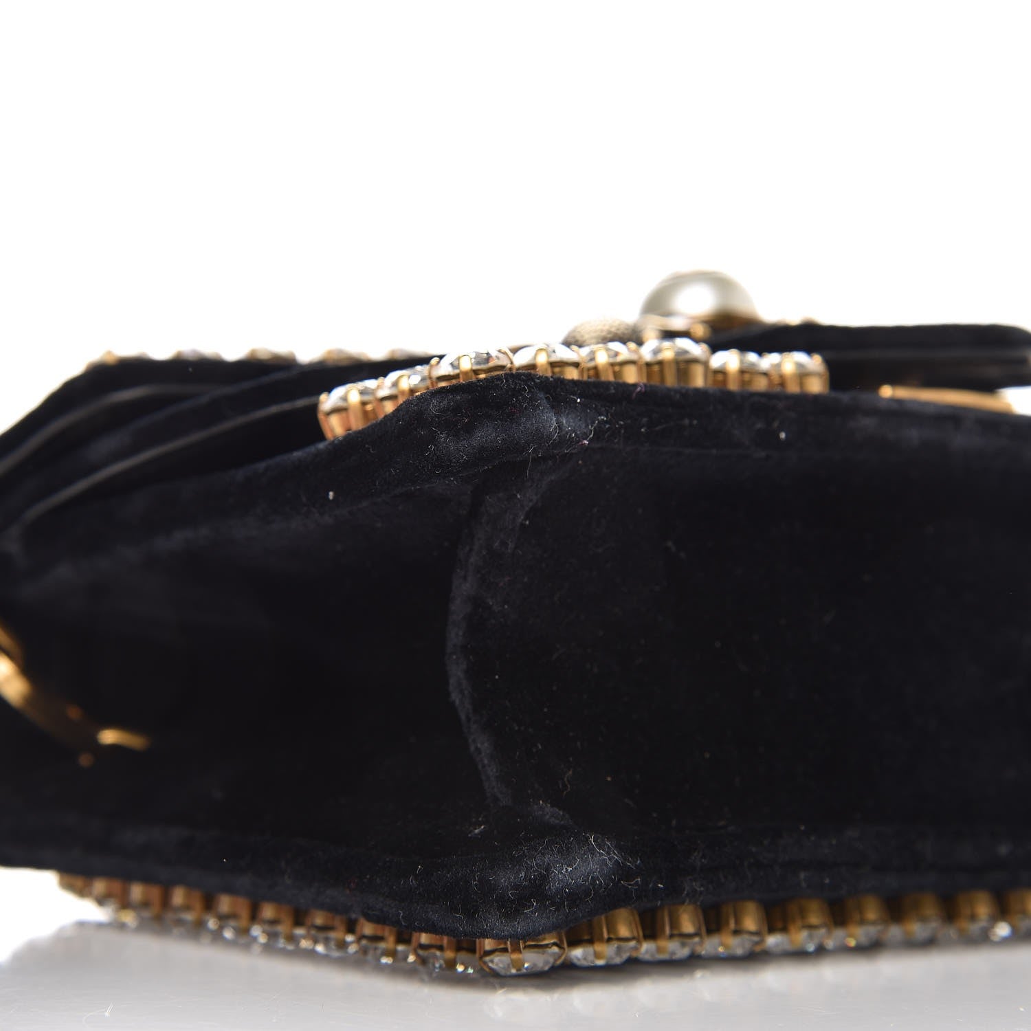 Gucci Velvet Crystal Mini Bee Broadway Shoulder Bag Black 8 of 9