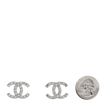 Chanel Baguette Crystal CC Earrings Silver 2 of 5