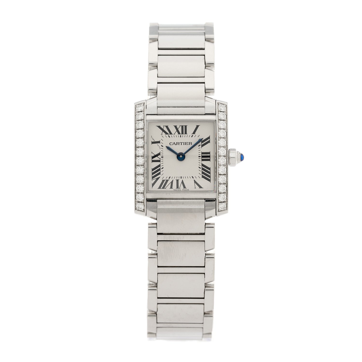 Cartier Stainless Steel Diamond Bezel 20mm Tank Francaise Quartz Watch 1 of 5