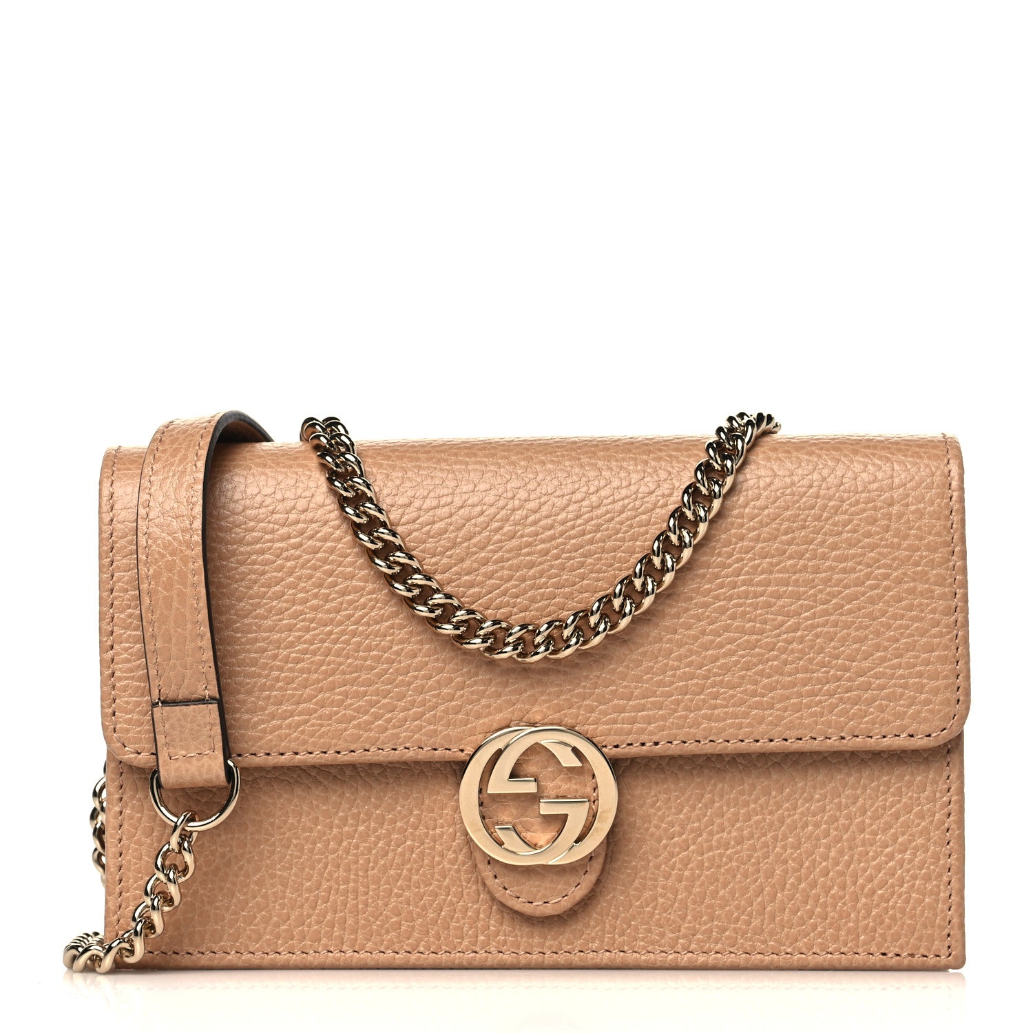 Gucci Dollar Calfskin Interlocking G Chain Wallet Camelia 1 of 9