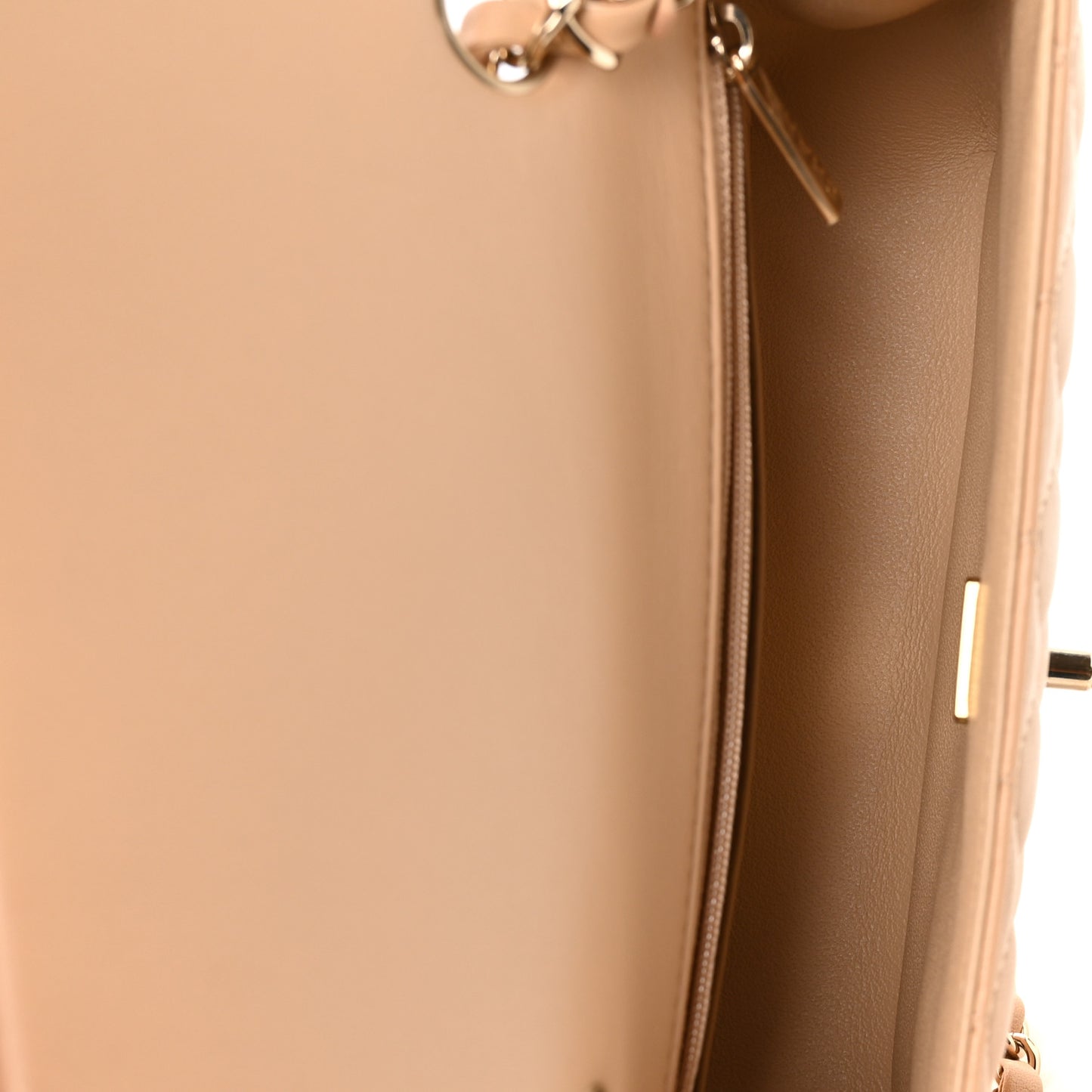 Lambskin Quilted Mini Rectangular Flap Beige
