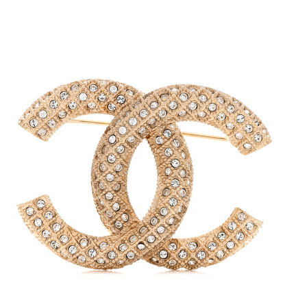 Chanel Crystal CC Brooch Light Gold 1 of 3