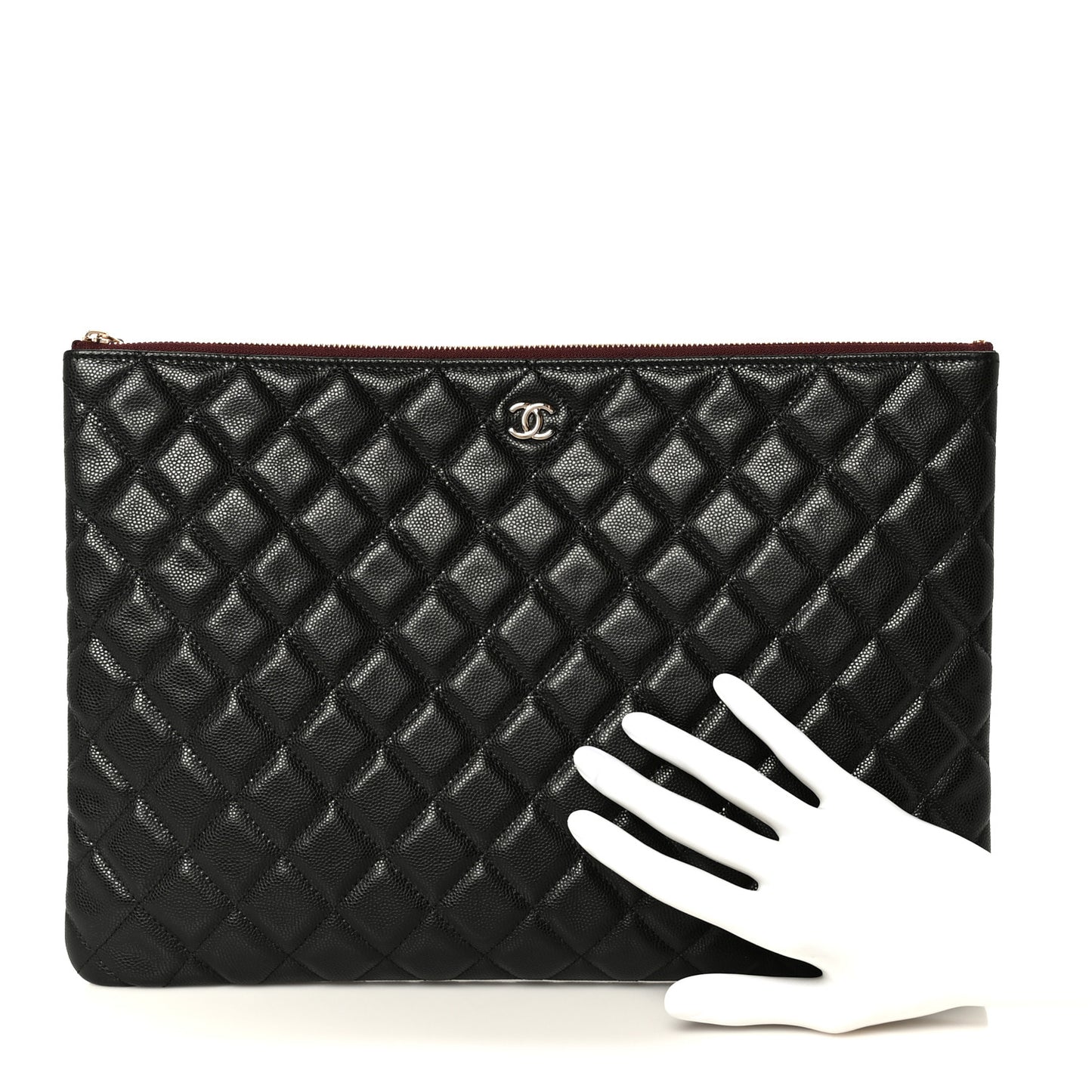 Caviar Quilted Large Cosmetic Case Black